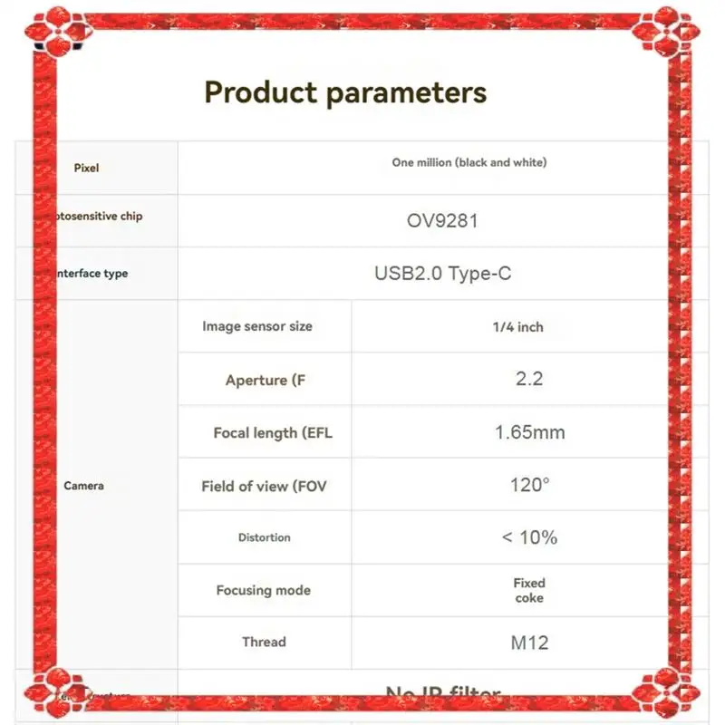 24時間配送-ov9281-1mp-usbカメラモジュール-1280x720解像度-120fps高フレームレート録画-グローバルシャッター120対応-°