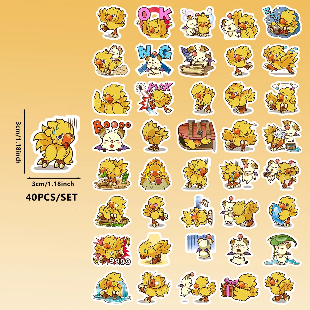 40 Pieces of Chocobo Cartoon Meme Stickers – Decorative Stickers & Scrapbook Supplies for Water Bottles and Notebooks - view 6
