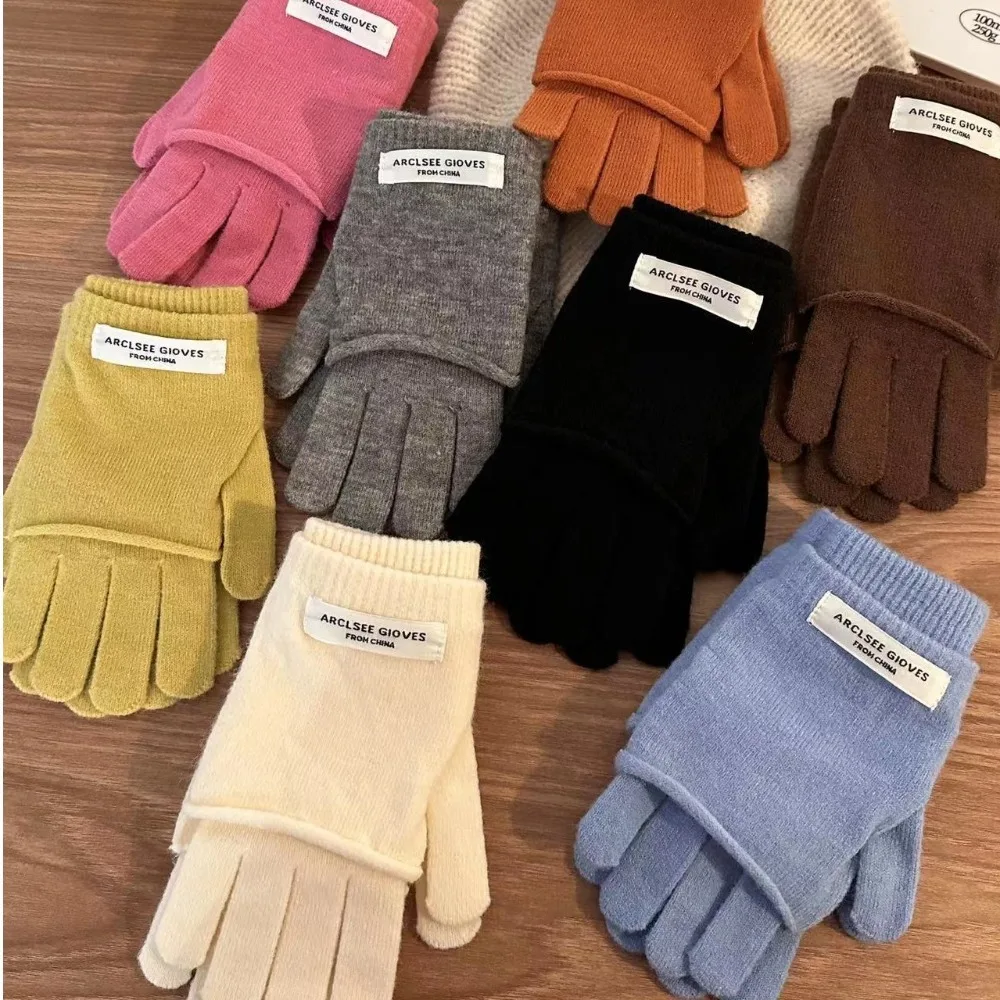 Fashion Korean Women Gloves Y2k Detachables Knitted Vest Gloves Dual-purpose Solid Color Fingerless Gloves Lady