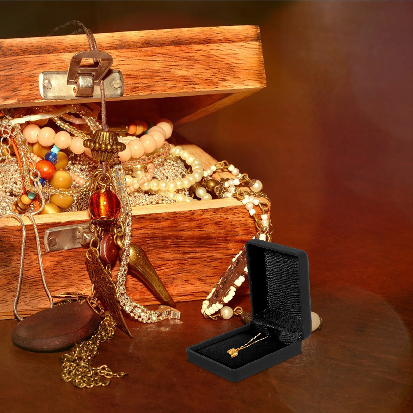 

6Pcs Jewelry Gift Boxes ABS Lining Large Capacity Lightweight Necklace Ring Earring Storage Organizer Display Cases