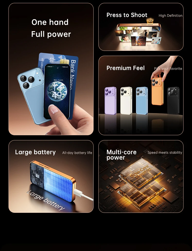 SOYES XS19 Pro Mini Smartphone Android 12 LTE 4G 3.88'' 4GB RAM 64GB ROM Dual SIM 2000mAh Face Unlock Small Mobile Phone