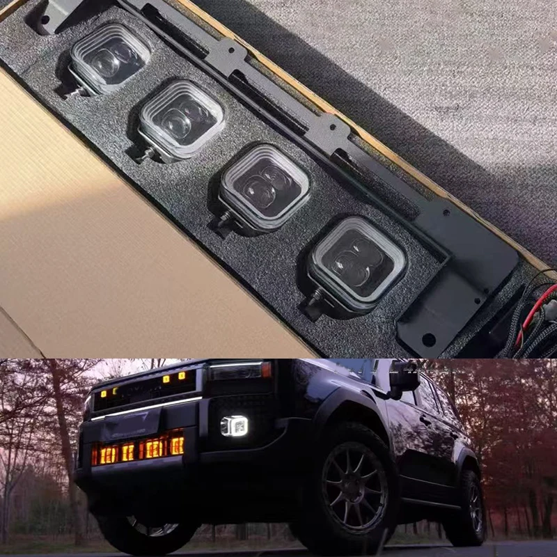 

Автомобильные аксессуары: нижняя решетка с LED-подсветкой для Toyota Land Cruiser Prado LC250, янтарные DRL-лампы