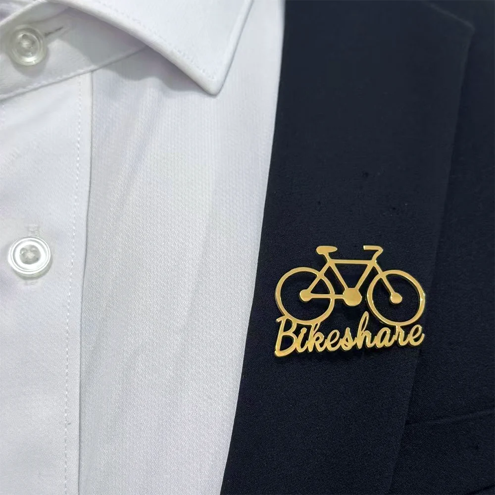 

Персонализированный значок-брошь с именем для велосипеда, значок с логотипом для велосипедистов, подарок для велосипедных команд, аксессуар для любителей велоспорта