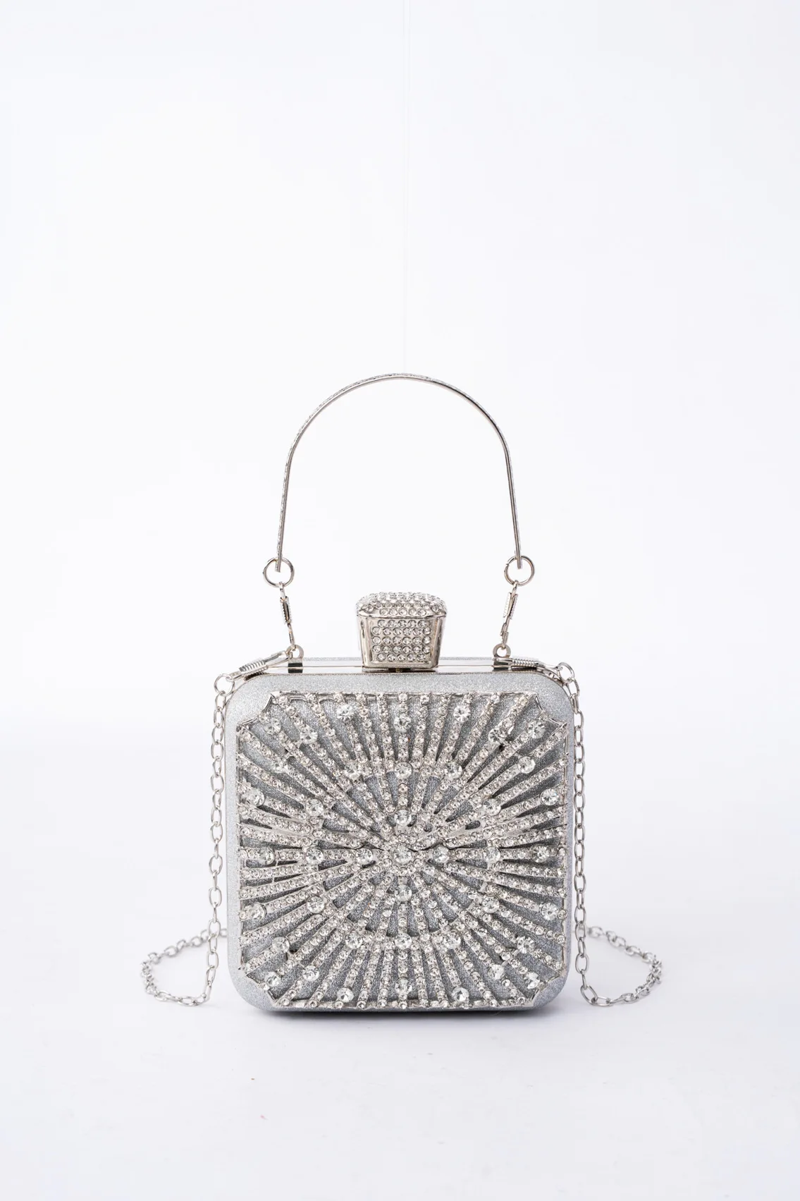 Clutch Bag Niche Diamond-Encrusted Dinner Bag Wedding Party Full Diamond Cheongsam Small Square Box Banquet Women's Bag view 6