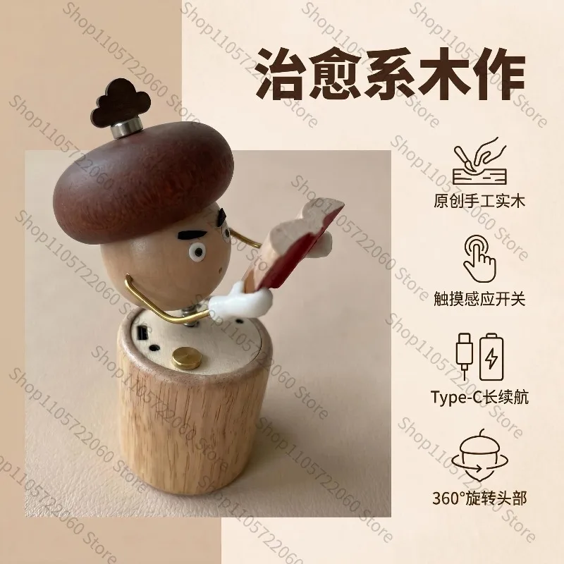 Solid Wood Handcrafted Sculpture, Original Handmade Wood Figurine, Relaxing Desktop Decoration for Workspace