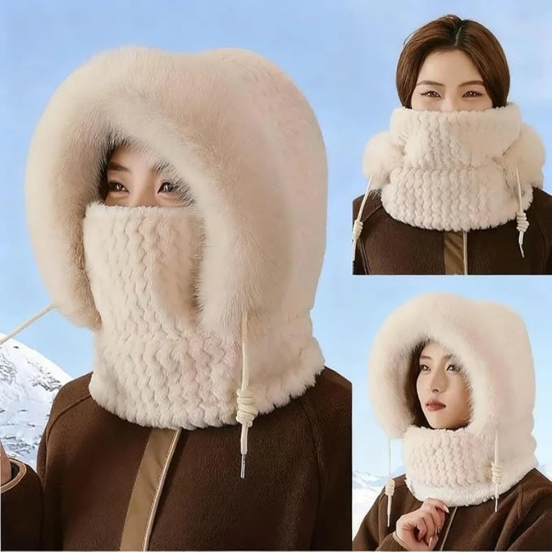 Balaclava de inverno, máscara facial, cachecol, chapéu, combinação, forro de lã à prova de vento, para homens, mulheres, clima frio, atividades esportivas ao ar livre