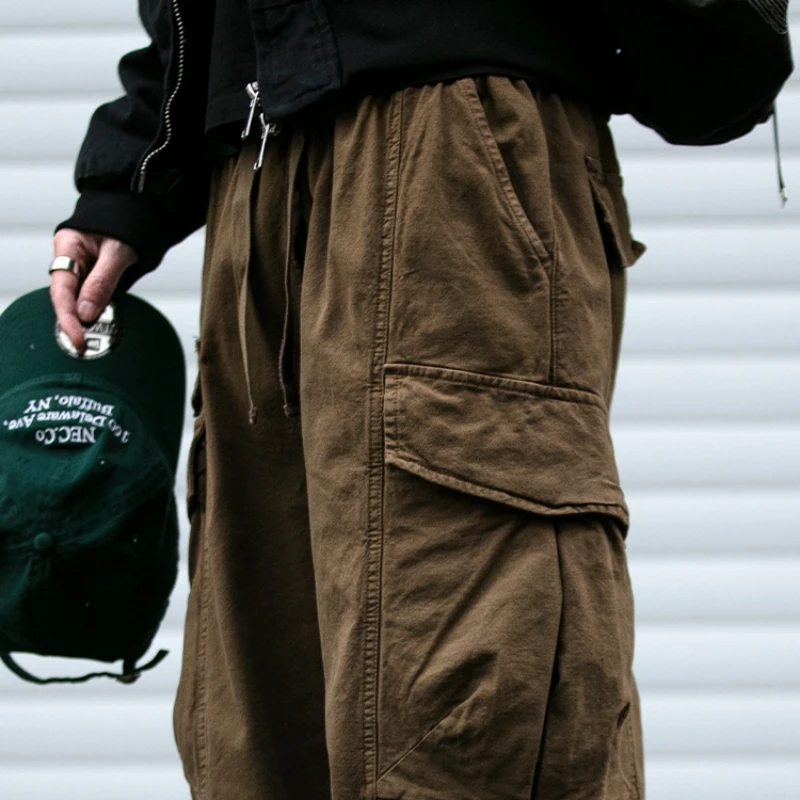 Pantaloni cargo oversize da uomo multitasche vestibilità ampia streetwear casual stile americano pantaloni a gamba dritta alla moda coreana