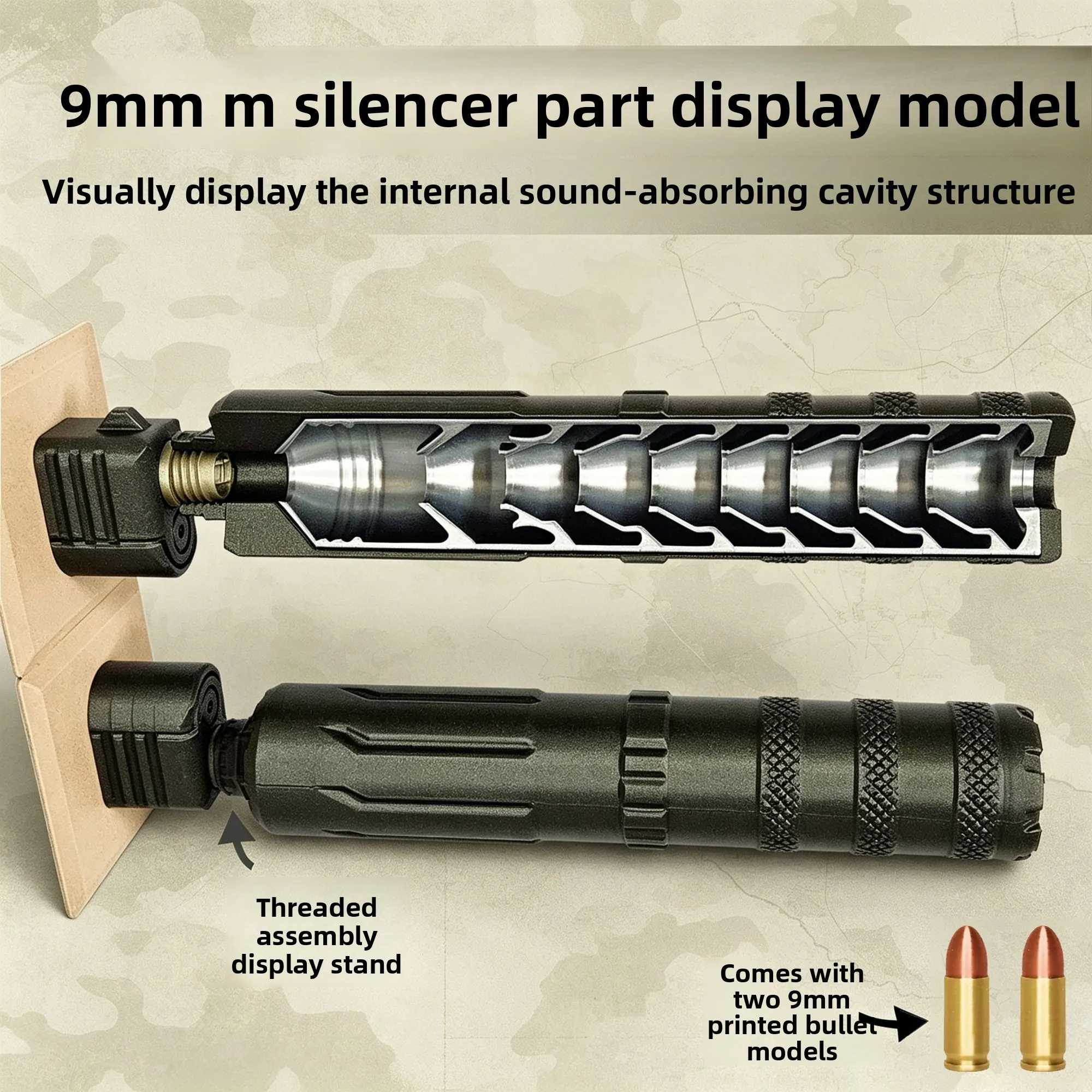 9mm Muzzle Cross Section Display Model 1:1 Scale 3D Printed Science Education Ornament Film Cosplay Prop for Collection