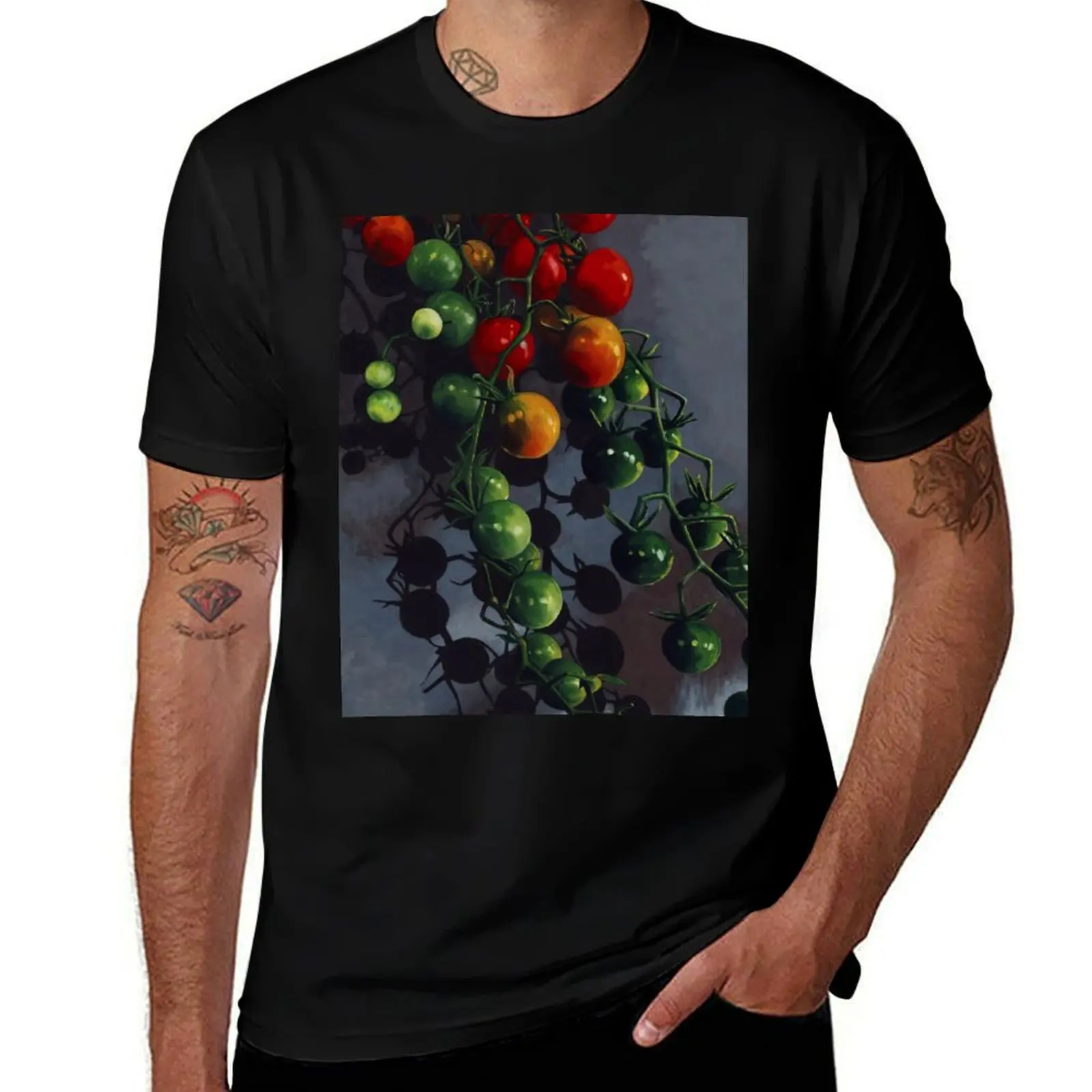 Camiseta humor camisas Tomate Cherry t Grosella impreso camisas Red man t oscuro 100% para camisetas divertidas de algodón