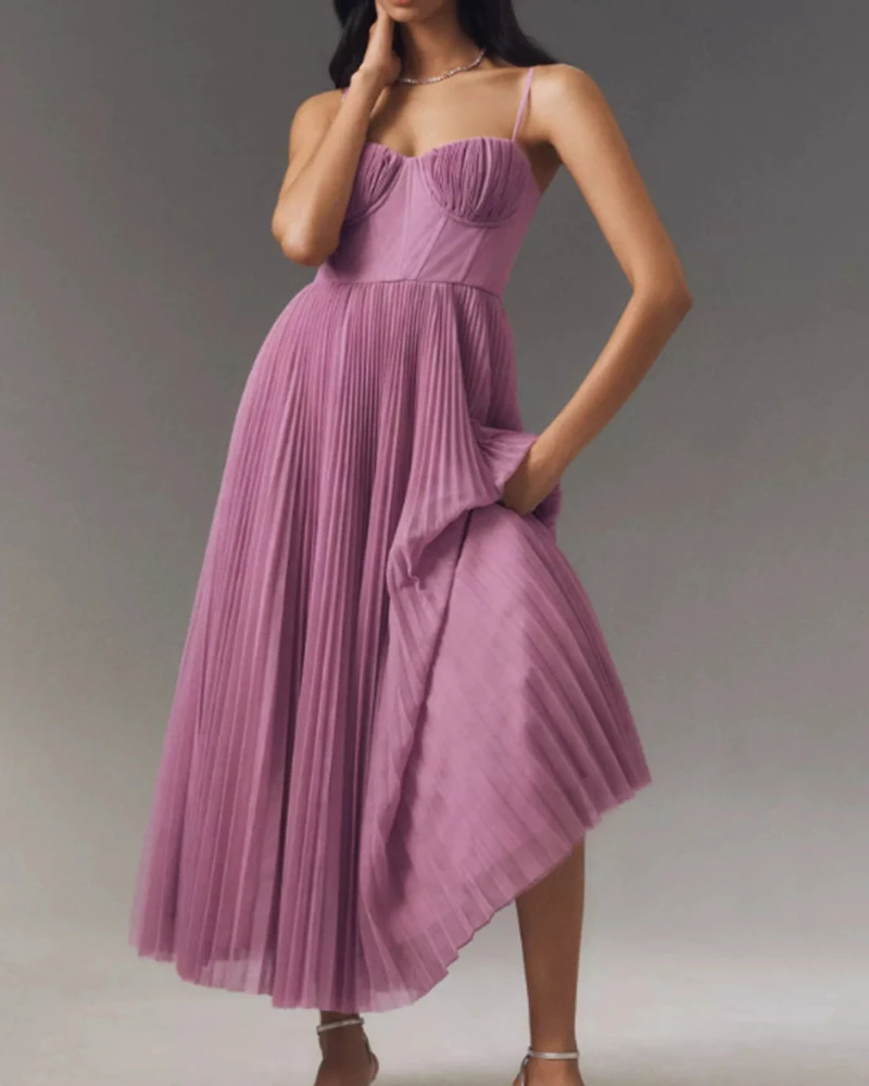 Female Hollow Backless Bridesmaid Dress Spring High Street Solid Girdling Pleat Long Dress Elegant Women Solid Tube Tops Dress