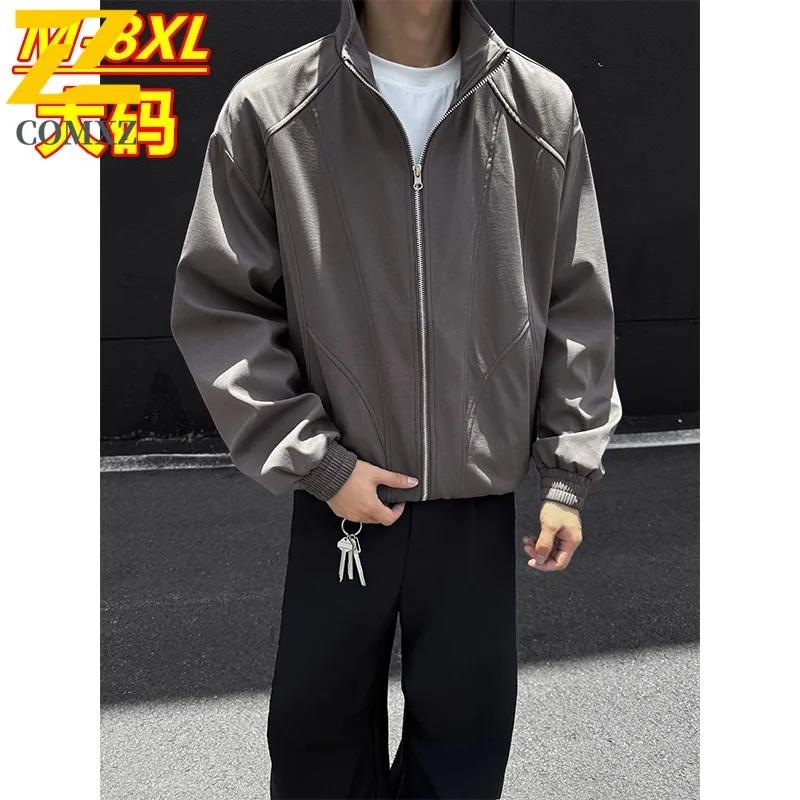 

COMXZ Men Jacket High-quality Stand Collar American Fashion Motorcycle Jackets Premium Collar Street Lightweight Autumn Coats