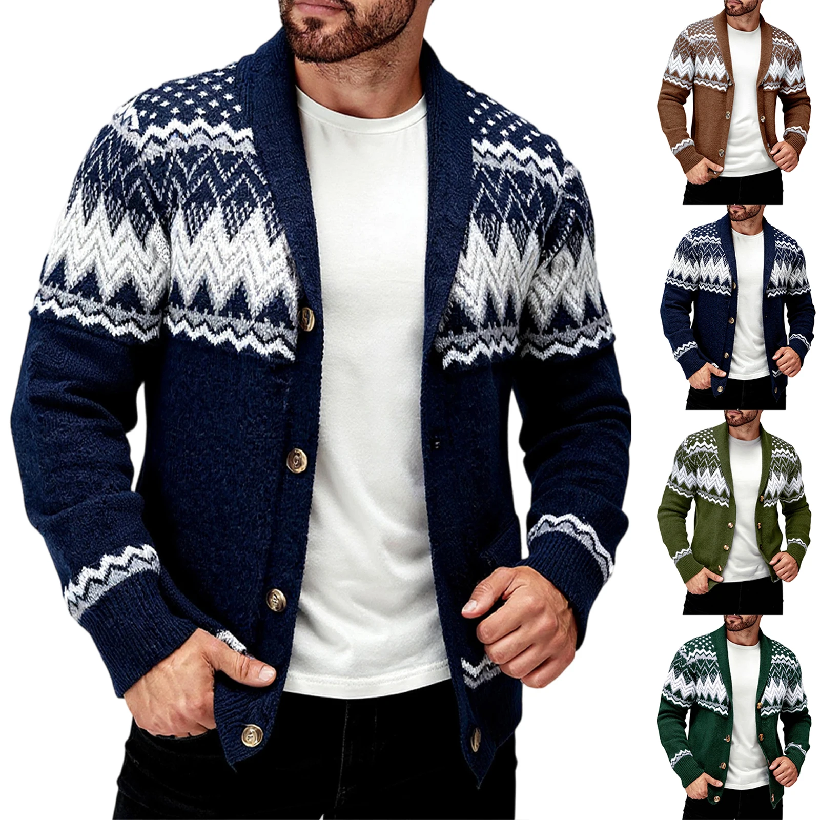 

Long Sleeved Knitted Cardigan Men'S Comfortable Fashionable Casual Sweater Winter Outdoor Warm Cardigan For Daily Wear