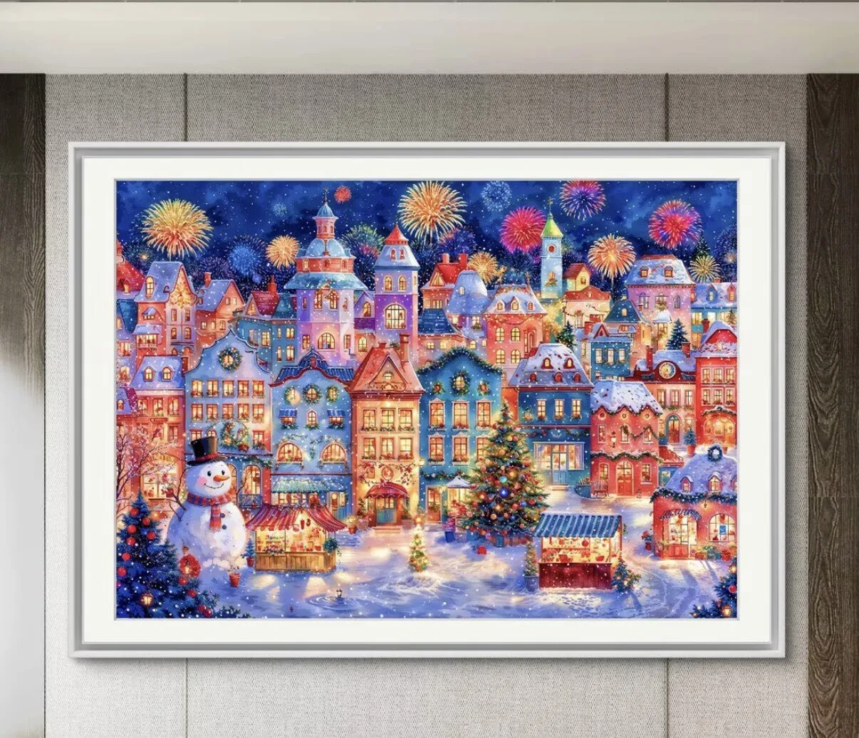 

9CT 130X95CM Christmas Style Needlework,DIY Living Room Printed Cross Stitch,Set For Embroidery Kit Full Cotton Threads 74 Color