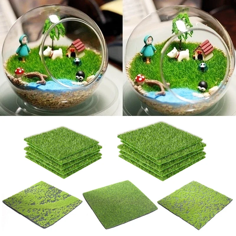 Artificial Moss Green Grass Mat Plastic Grass Micro Landscape Lawn Carpet Ornament Home Garden Fairy Garden Decor Scenery, 1Pc