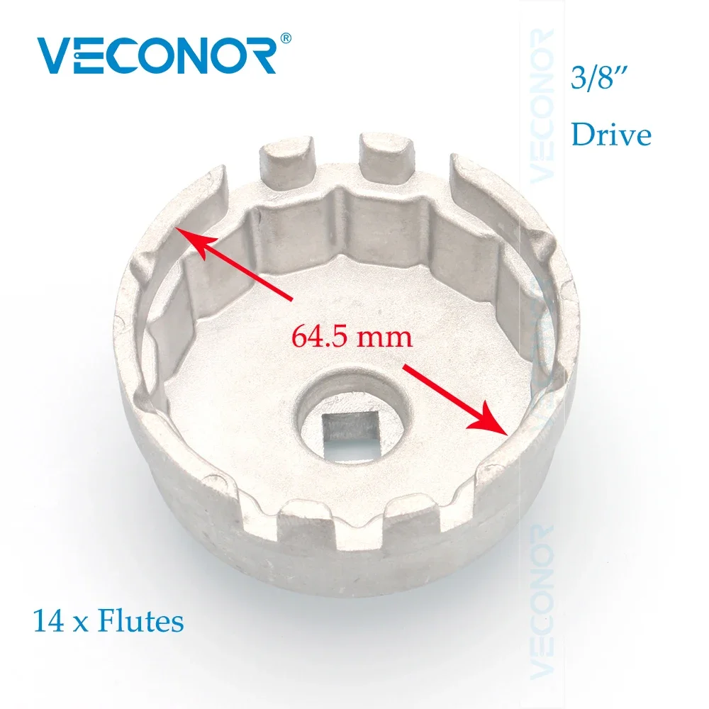 Veconor Aluminum Cup Wrench Oil Filter Wrench Cap Housing Tool Remover 14 Flutes Universal For Lexus/Toyota