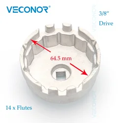 Veconor Aluminum Cup Wrench Oil Filter Wrench Cap Housing Tool Remover 14 Flutes Universal For Lexus/Toyota