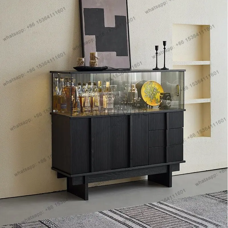 

Italian minimalist glass wine cabinet living room storage display side cabinet