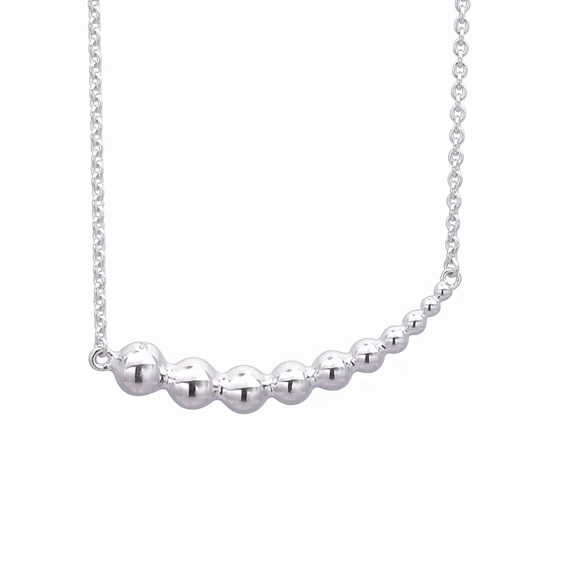 

925 Sterling Silver Small Big Beads Pendant Necklace For Women Simple Round Bead Pendant Necklaces Fashion Luxury Fancy Jewelry