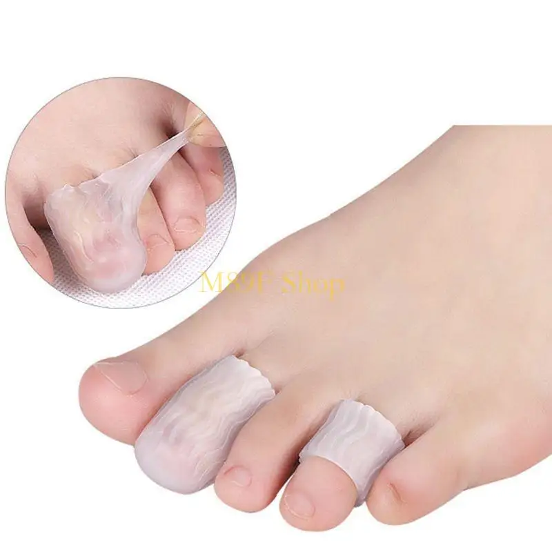M89F 1 Pair Closed Gel Toe Cushion Tube Sleeve Corrugated Corn Pad Anti-Wear Elastic Protectors Cap for Toes Fingers Blisters