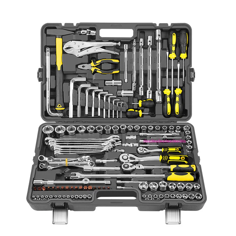 132 pieces auto repair toolbox set, multi-functional socket wrench set combination