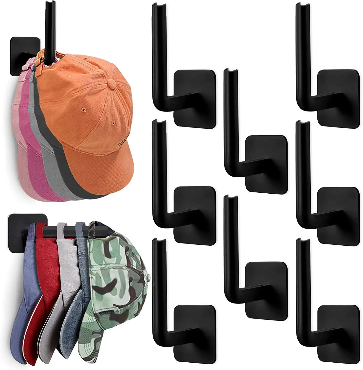 1/2PCS Baseball Cap Hat Rack for Wall Cap Hanger Storage No Drilling Hat Display Organizer No Drilling Track Door Handle