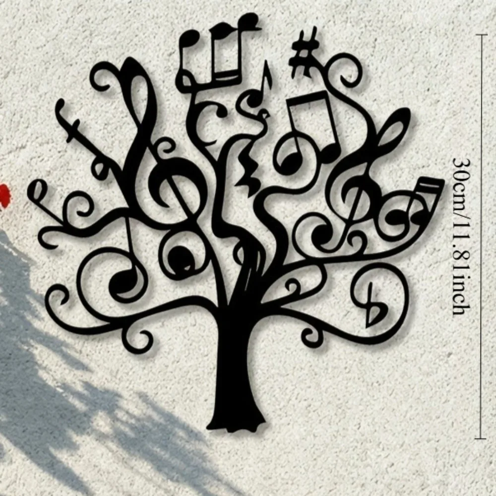 CIFBUY Metal Wall Art Musical Note Iron Craft Sculpture Treble Clef Modern Black Hanging Decor For Living Room Bedroom Studio