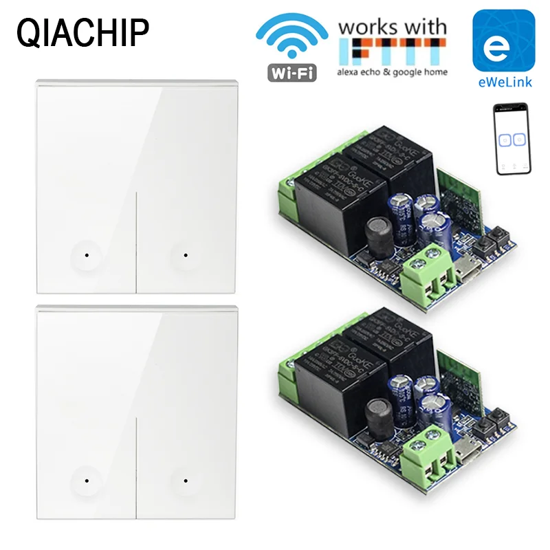 

QIACHIP WiFi Smart switch AC 0-250V USB 5V 2.4G Wall Switch With eWelink app Suitable for Curtain Motors Garage Doors LED Lights