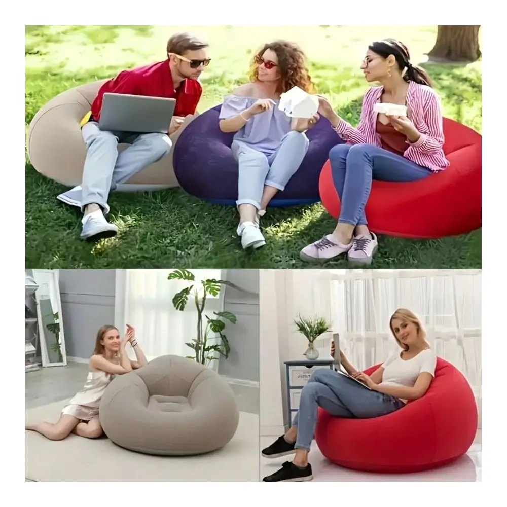 

Inflatable Bean Bag Chair Soft Comfortable TatamiStyle Round Lounge Sofa For Indoor Outdoor, Relaxing Seat For Living Room, Off