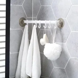 1pc White Suction Cup Type Hook 6 Rows for Kitchen Bathroom Corner Suspension Without Marks Hanger Hook