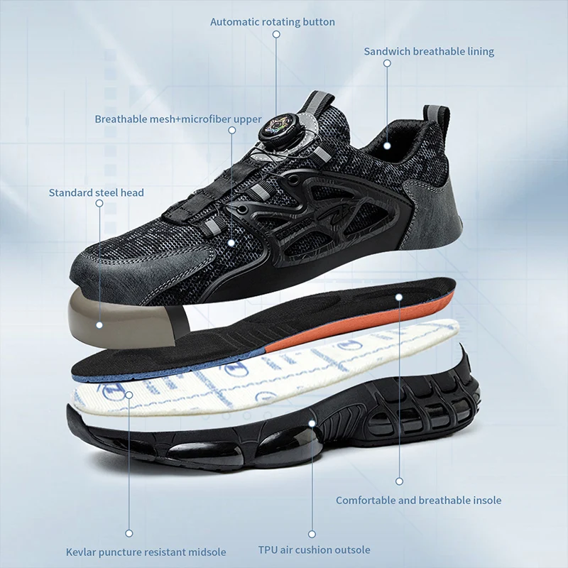 Steel Toe Shoes For Men And Women Comfortable And Safe Work Sports Shoes Industrial Anti Slip Puncture Resistant Safety Shoes