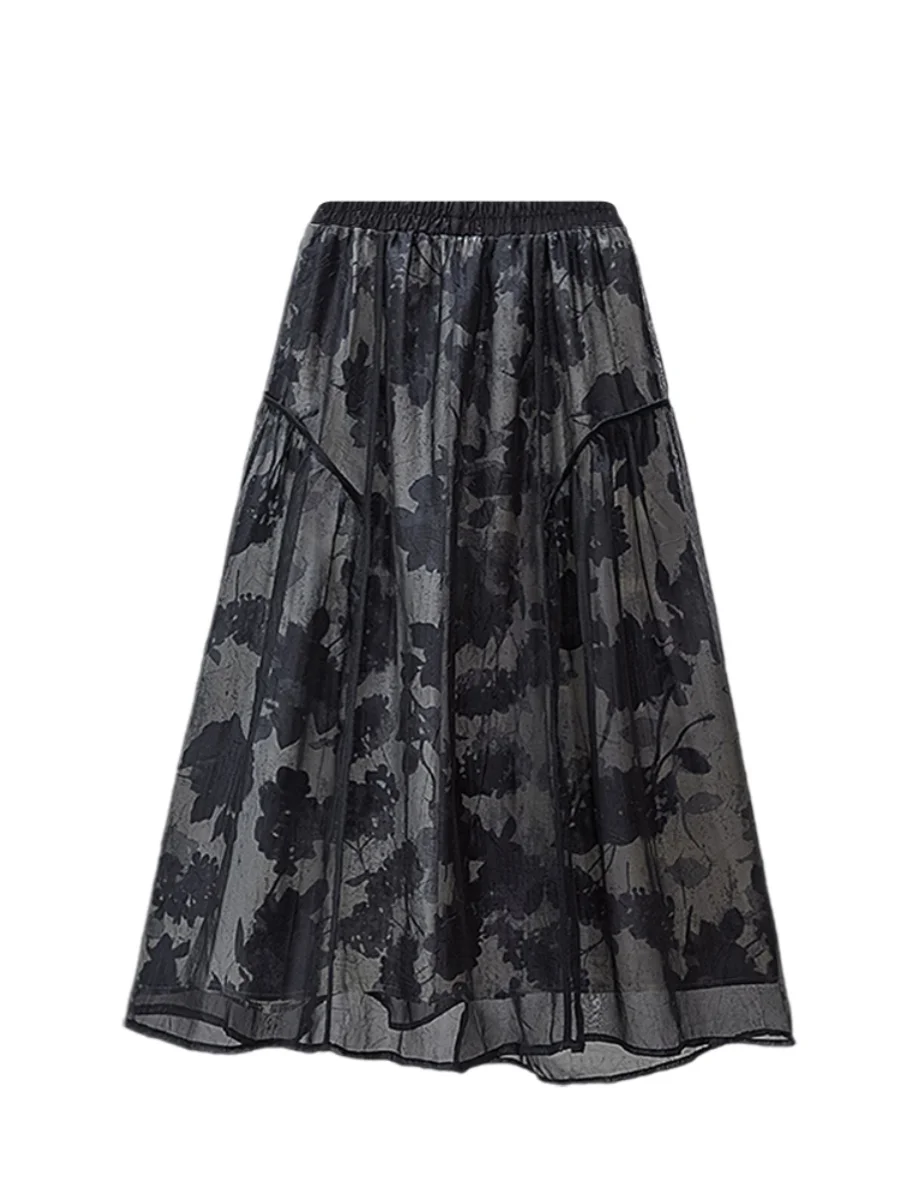 Jupe Design en Tulle et maille pour femmes, ample, grande taille, assortie à tout, jupe trapèze, décontractée, taille haute, en mousseline de soie, été