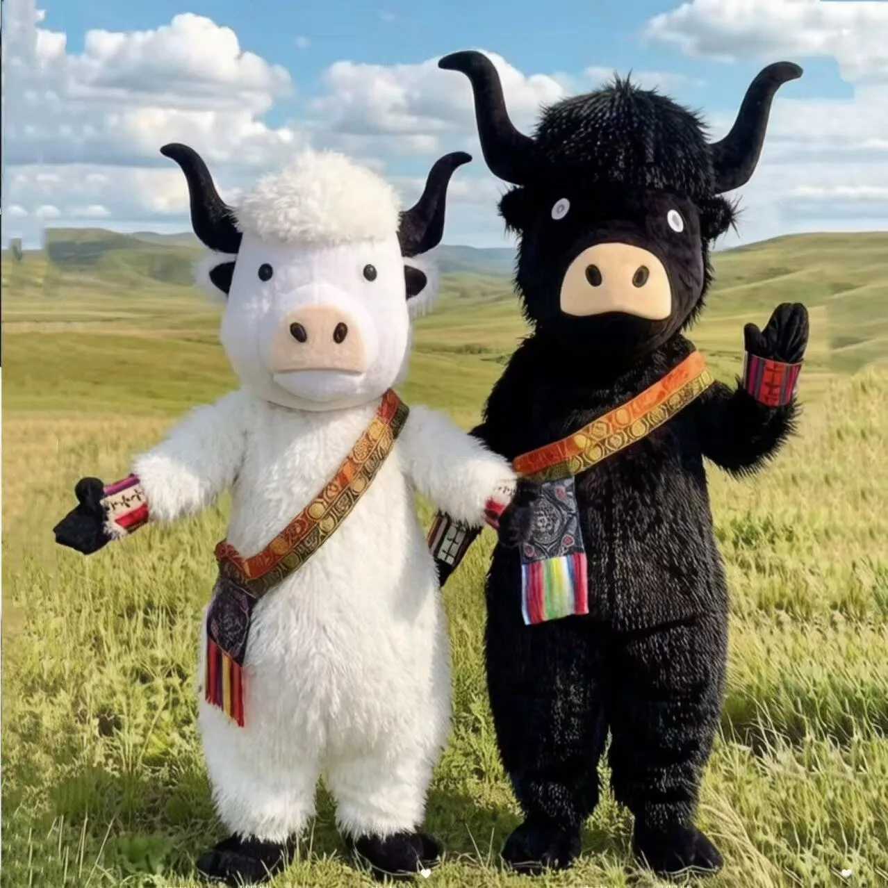 Anime Plüsch-Yak-Maskottchen-Kostüm Cartoon-Rinder-Puppe Cosplay-Anzüge Erwachsenen-Tier-Karnevals-Performance-Requisiten Cartoon-Rollenspiel-Kleid