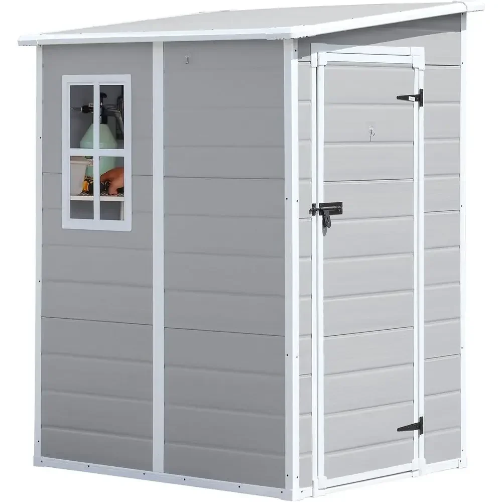 5x4 ft. Durable Resin Outdoor Shed with Floor, Window, and Lockable Door - Ideal for Tools and Garden Storage