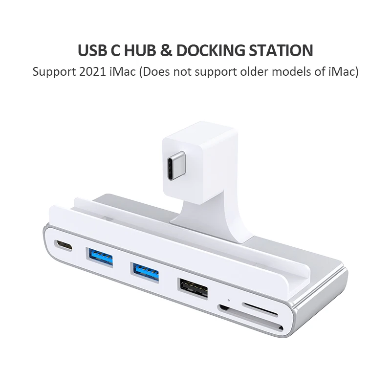 Colorii USB C Clamp Hub Type-c for 2021 iMac with USB C USB 3.0 Micro/SD Card Reader 4K HD Docking Station iMac Accessories