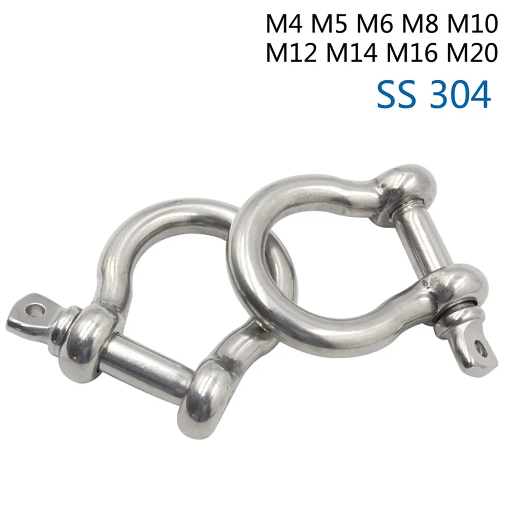 10pcs/Lot Stainless steel U-Bolts Cable Buckle M4/M5/M6/M8 Type U Sling Rope Bow Shackle Cufflinks Screw