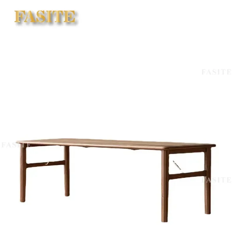 For Nordic Light Luxury Living Room Large Long Solid Wood Desk Black Walnut Workbench Dining Table Household Furniture