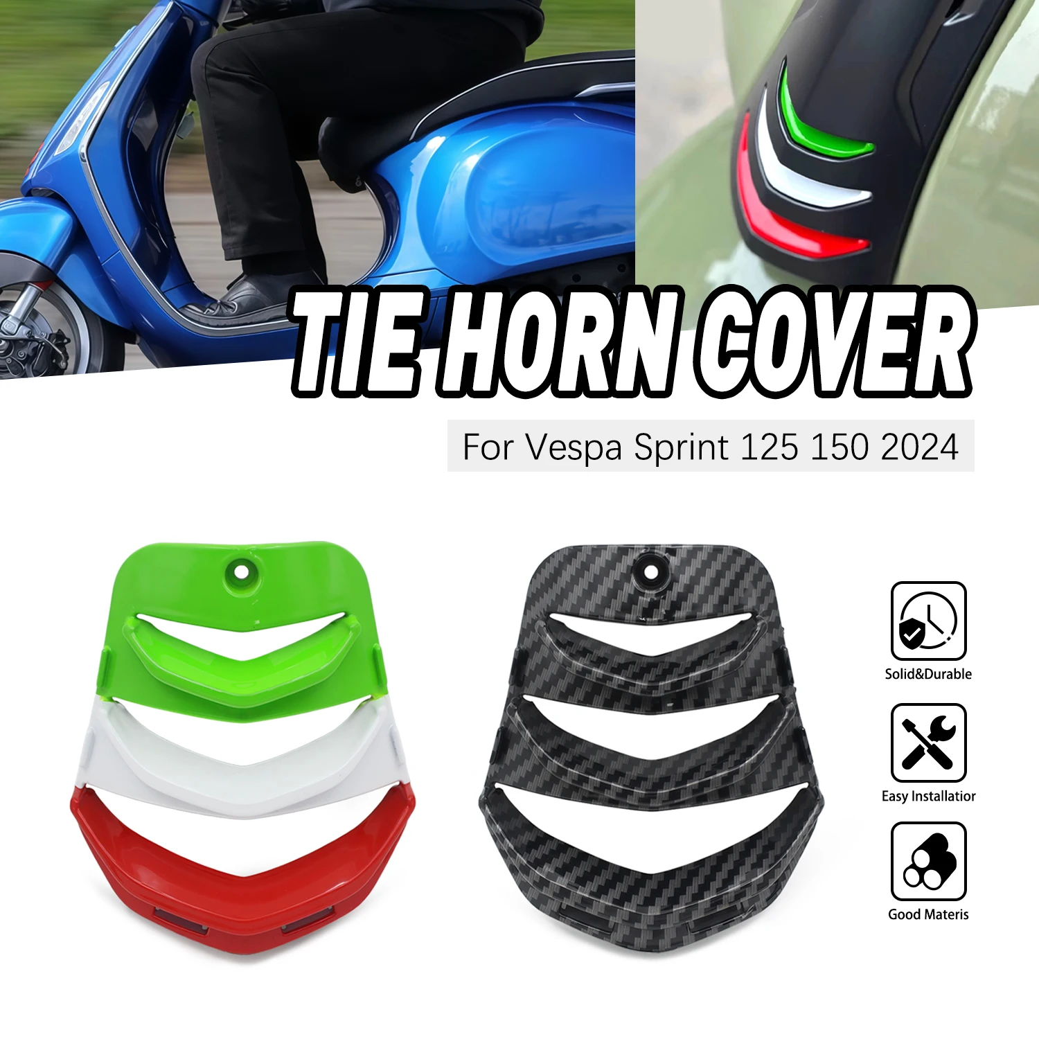 Horn Cover Inlay Tie Grill Cover ABS polychrome Fairing Motorcycle Replacement Parts For Vespa Sprint 125 150 2024 2025