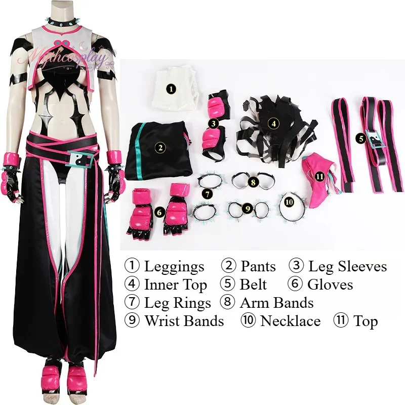 Mycosplay Juri Han Cosplay Street Fighter 6 Full Game Costume, Custom Size Available For Comic Con