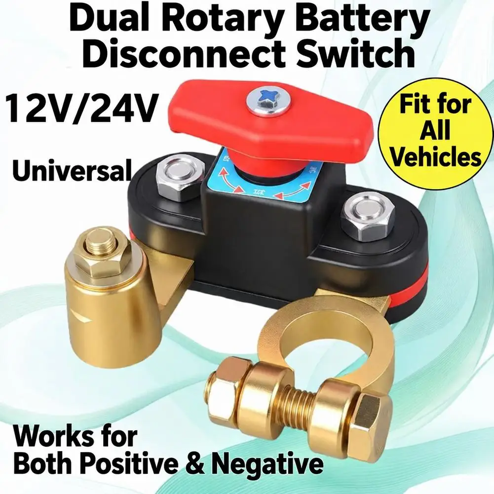 12V 24V Car Battery Master Cut Off Switch Rotatable Pure Copper Negative Disconnect Isolator Anti-Leakage Protector For Truck