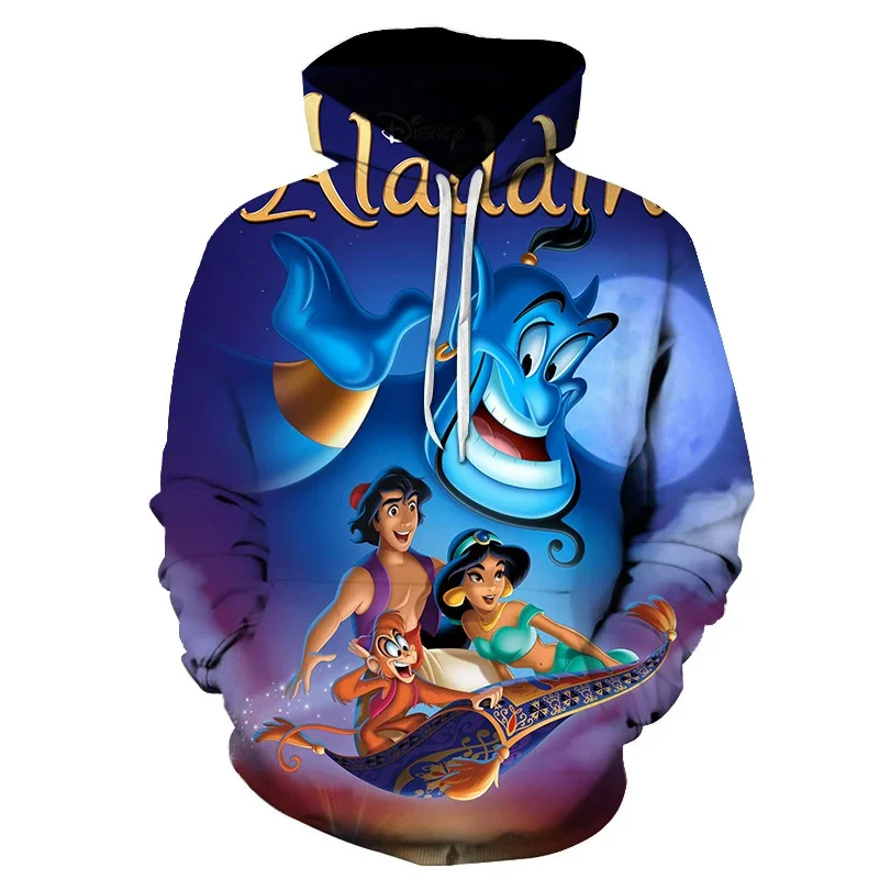 Fashion 3D Disney Aladdin Men Women Hoodie Kids Casual Streetwear Long Sleeves Sweatshirts Boys Girls Autumn Tops Coats Pullover