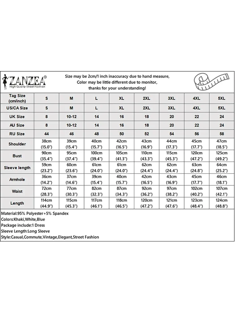 ZANZEA 2025 Jesienna Elegancka Sukienka z Kołnierzykiem, Długi Rękaw, Sukienki Biurowe Damskie, Jednolita Plisowana Sukienka Letnia, Stylowa Sukienka Midi z Podkreśloną Talia, Vestido