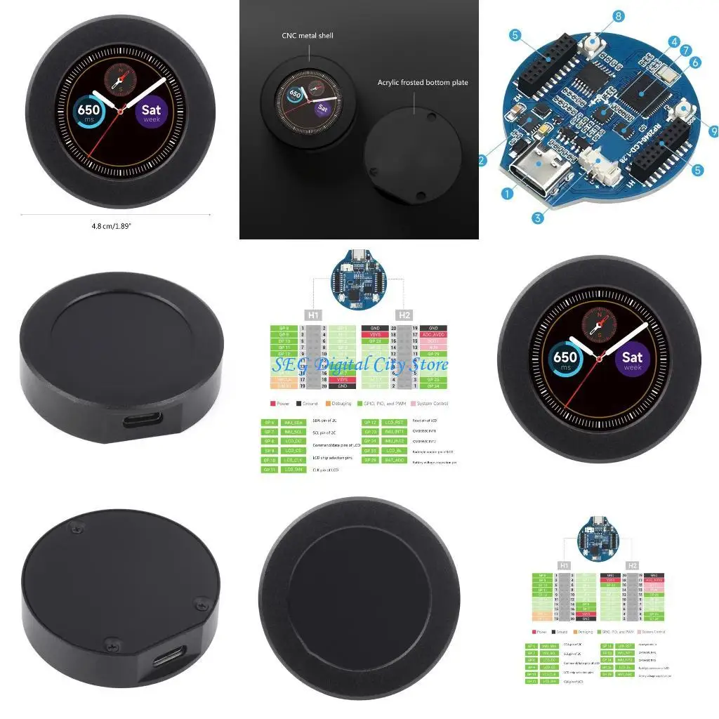 

U75B 1.28inch Round LCD IPS Modulee 240x240 Resolution 65K RGB Color SPI Interfaces