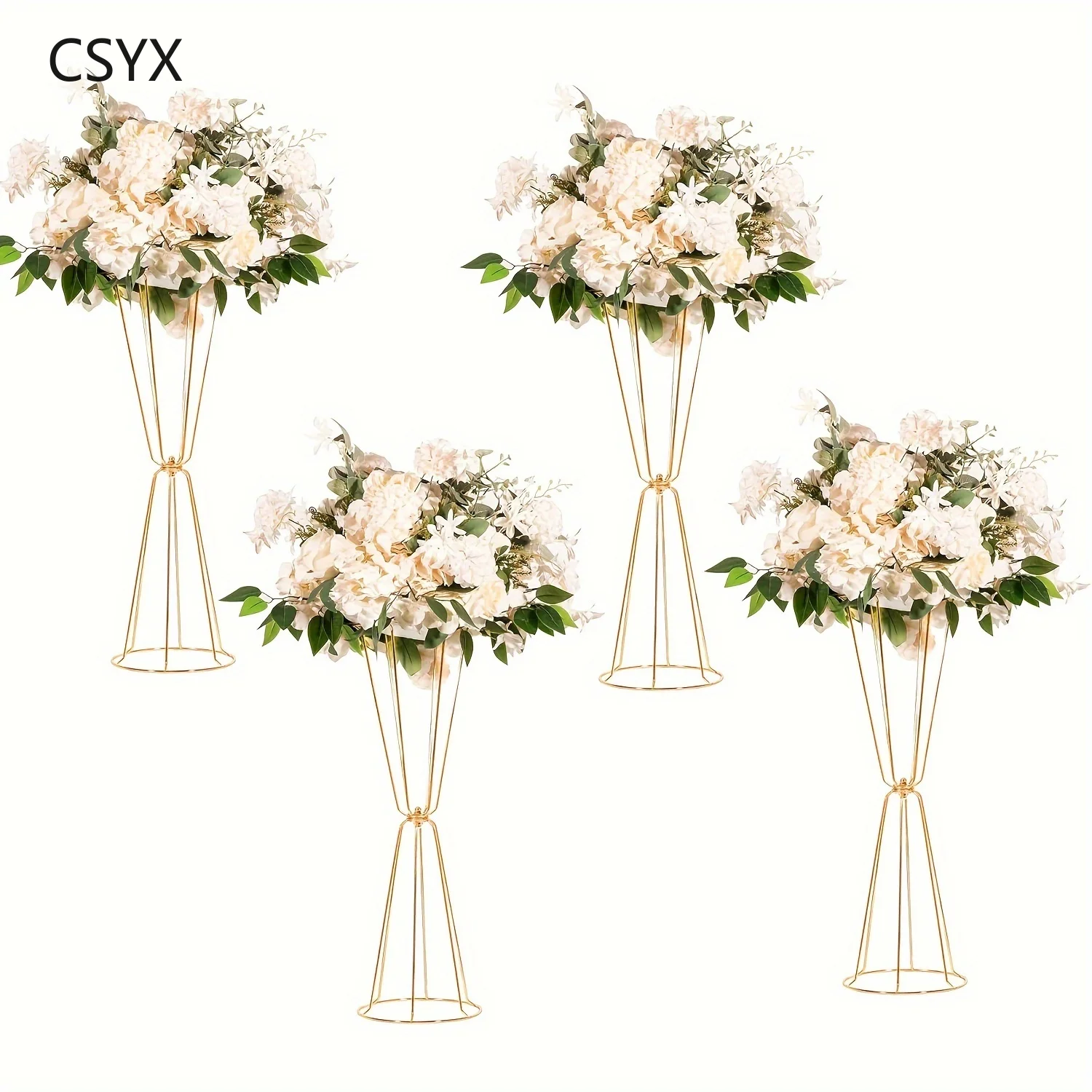 4-Piece Set of Iron Electroplated Flower Stands, Wedding Road Guides, Home Decoration, Wedding Decorations