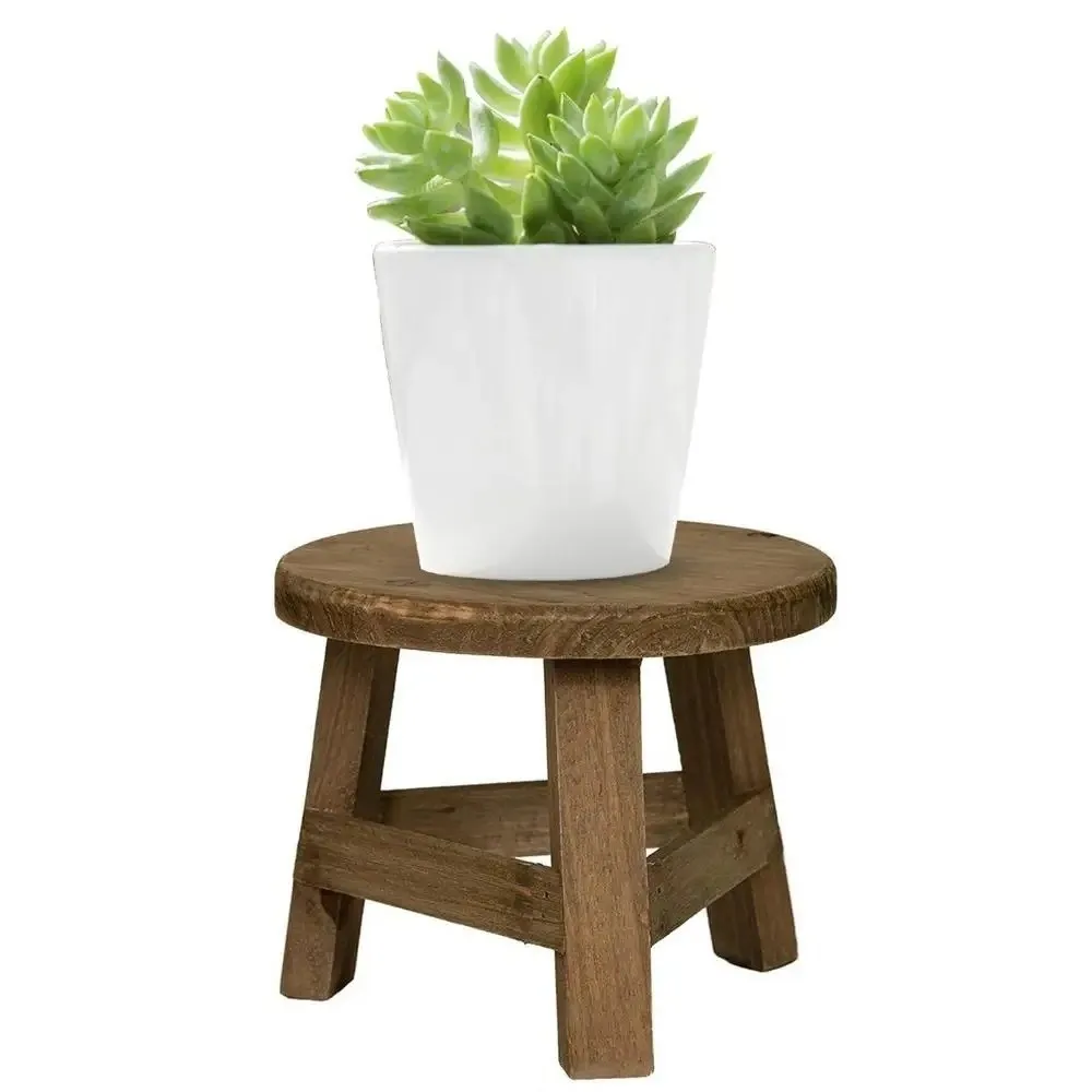 Mini Wooden Stool Flower Display Stand Potted Plant Shelf Bonsai Rack Simple Wood Grain Garden Plant Pot Stand for Home Graden