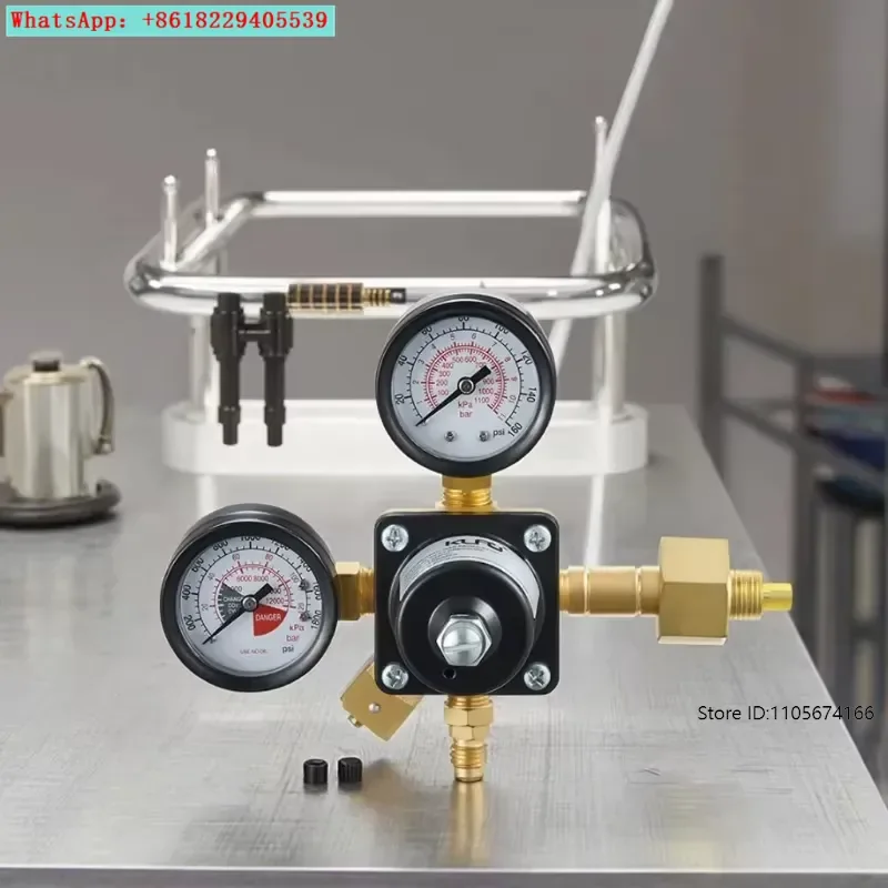 Wine soda cola beverage machine single stage brass carbon dioxide pressure regulator two tables 0-7 bar outlet 120 bar inlet