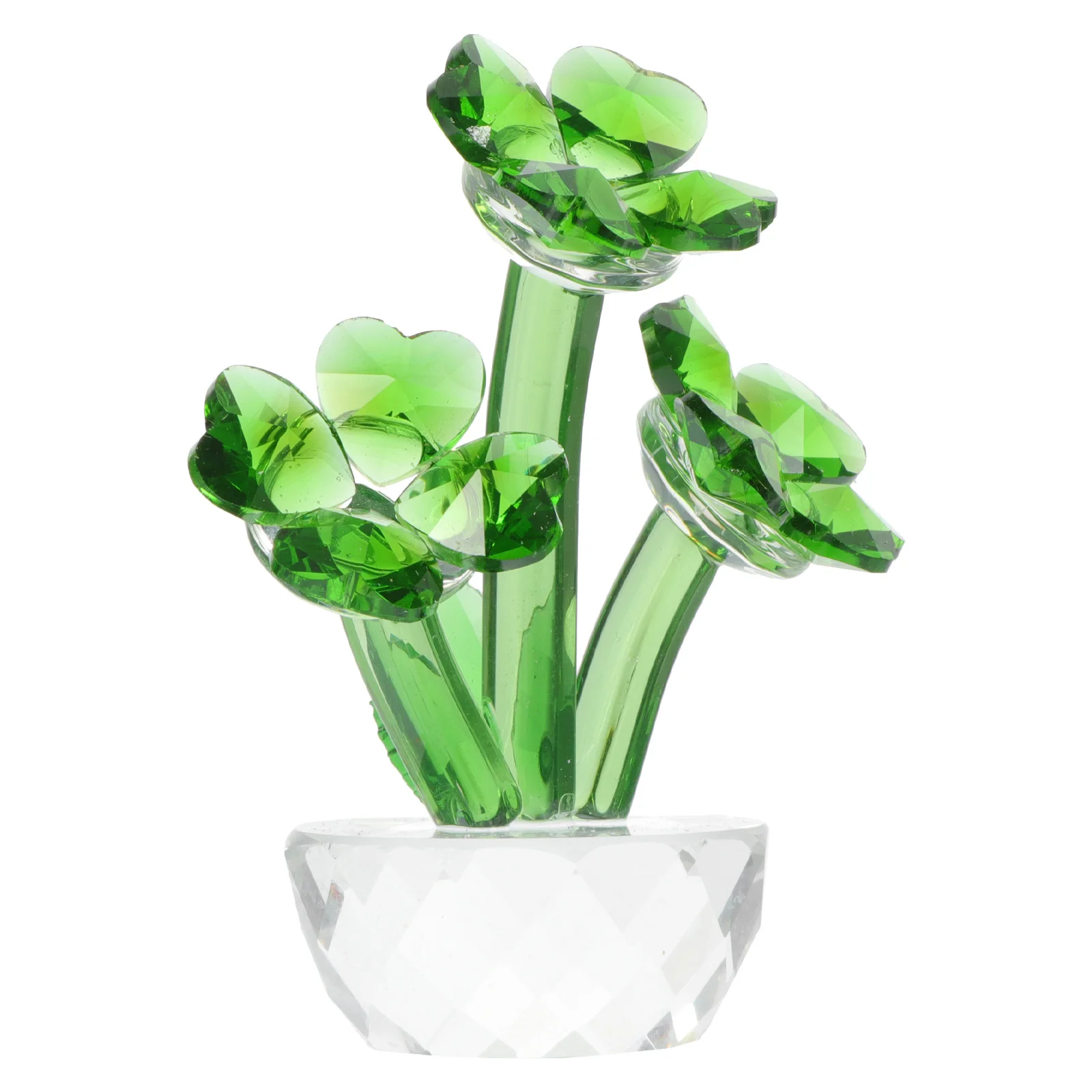 

Exquisite Crystal Clover Decor Four-Leaf Clover Desktop Ornament for Home Office Car Interior Luck Gift Creative Small Craft
