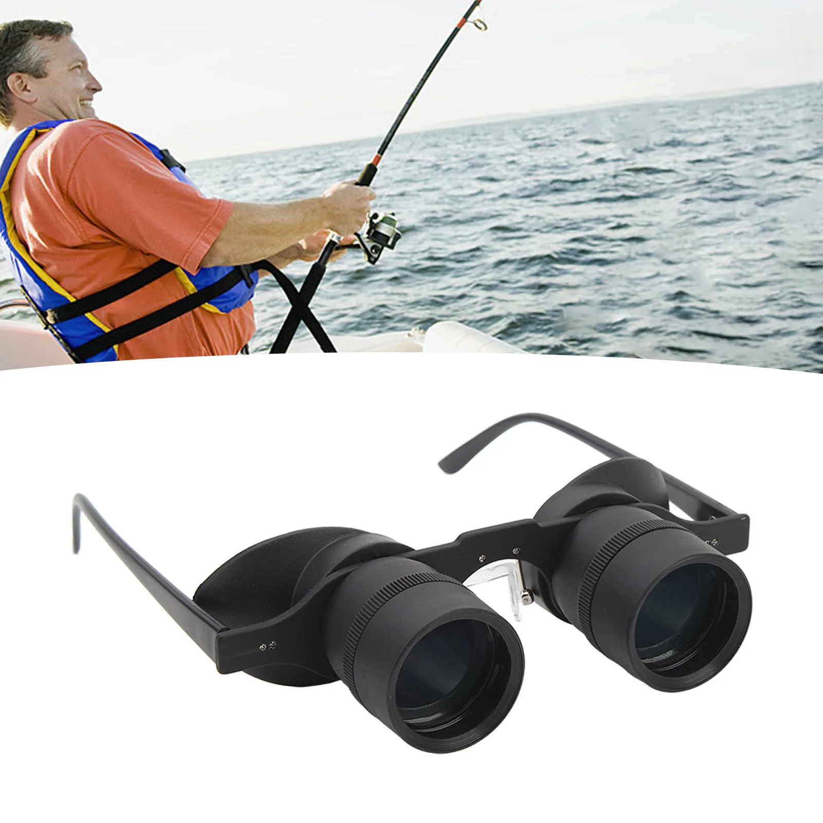 Binocolo occhiali comodo da indossare binocolo da pesca 10X Zoom HD ottico trasparente portatile con lente polarizzata per la pesca