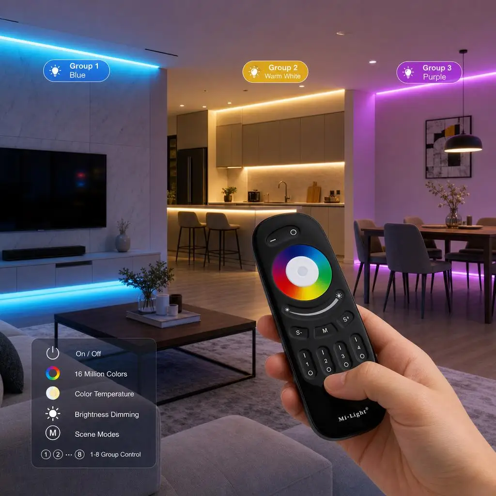 MiBoxer DC12-24V 2.4GHzRF SR5 FUT088 FUT089  5In1 Single/Dual white RGB RGBW RGB+CCT COB smart Led Strip Light Dimmer Controller