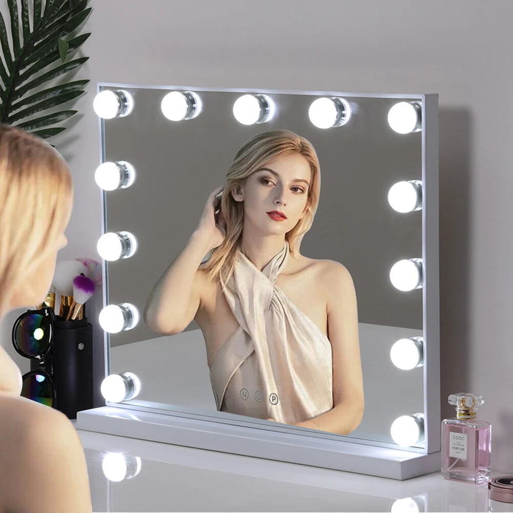 Large Makeup Dressing Mirror With 13 LED Light Touch Dimmable Bulb