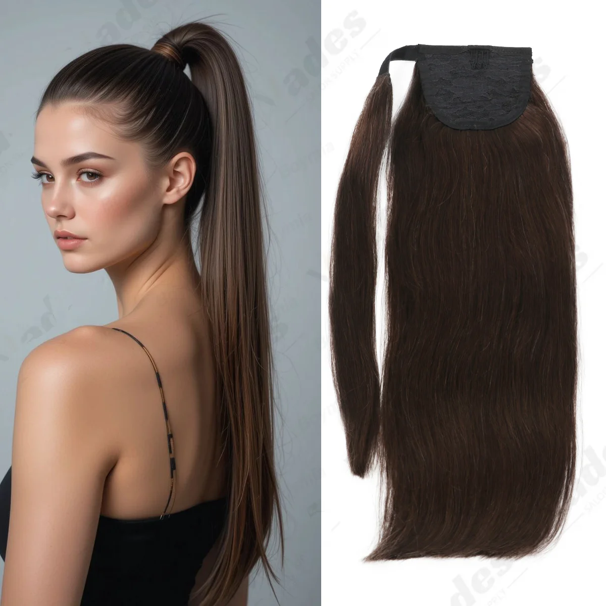 

Silky Straight Ponytail Human Hair Real Natural Hair Extensions Remy Hair Horsetail for Women Clip On Ponytail Extensions